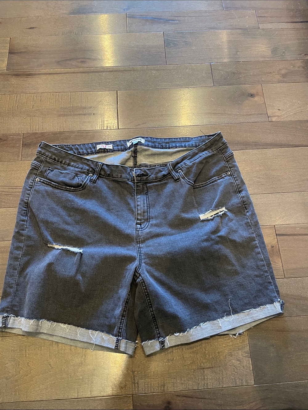 Vigoss Black Distressed Rolled Hem Jean Shorts
